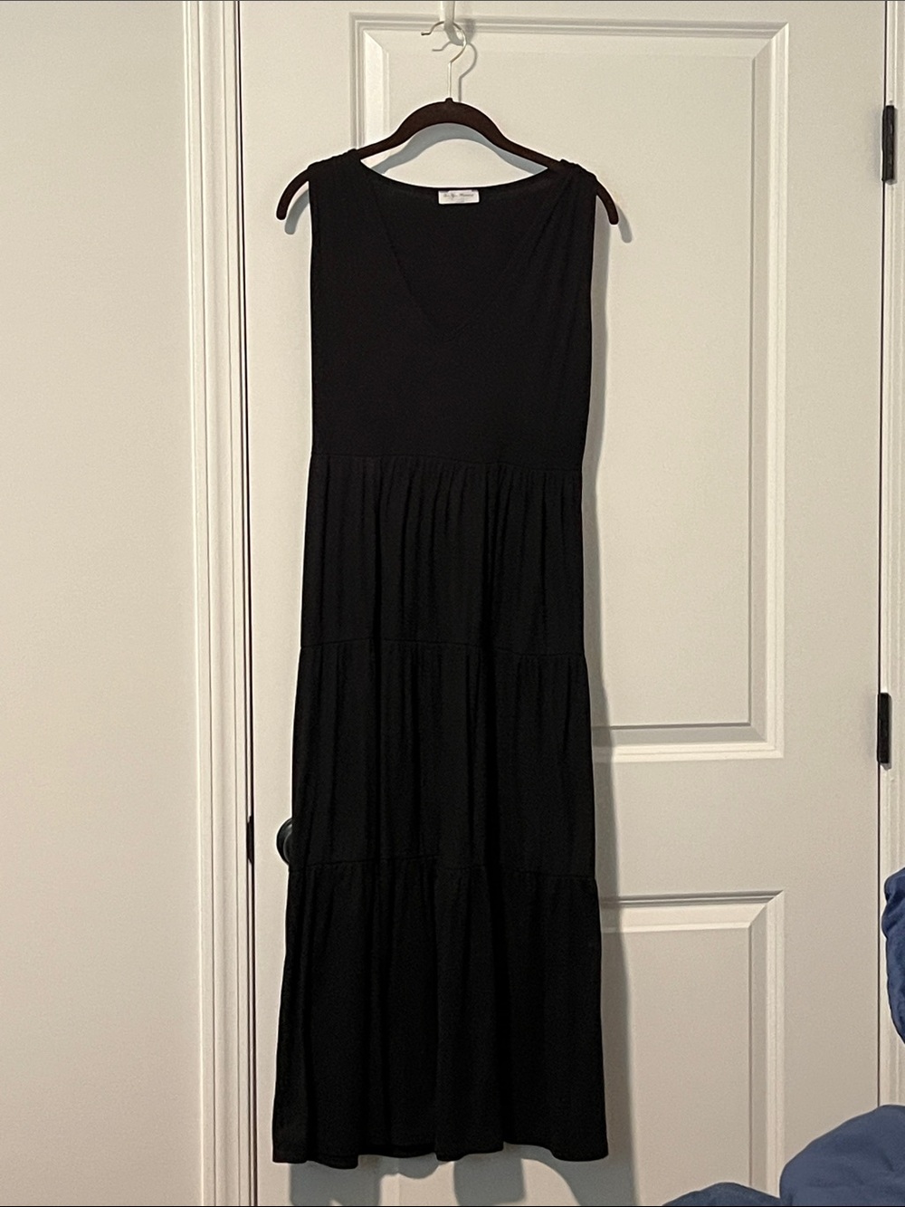 See You Monday Black Tiered V-Neck Maxi Dress